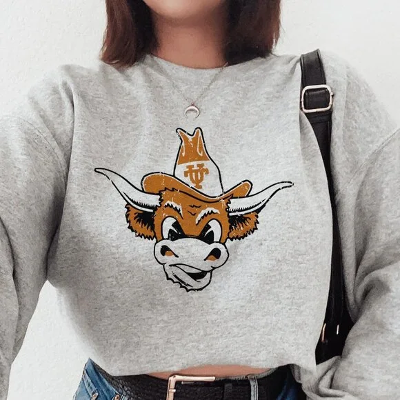 Bevo Blast from the Past Vintage UT Austin Dark Grey Sweatshirt - Picture 1 of 6